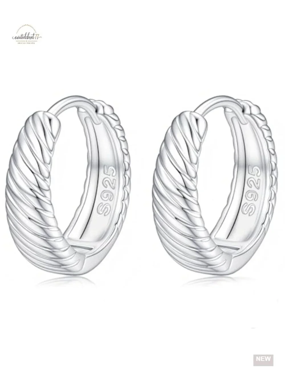 925 Sterling Silver Chunky Hoop Earrings for Women - Thick Huggie Hoops,